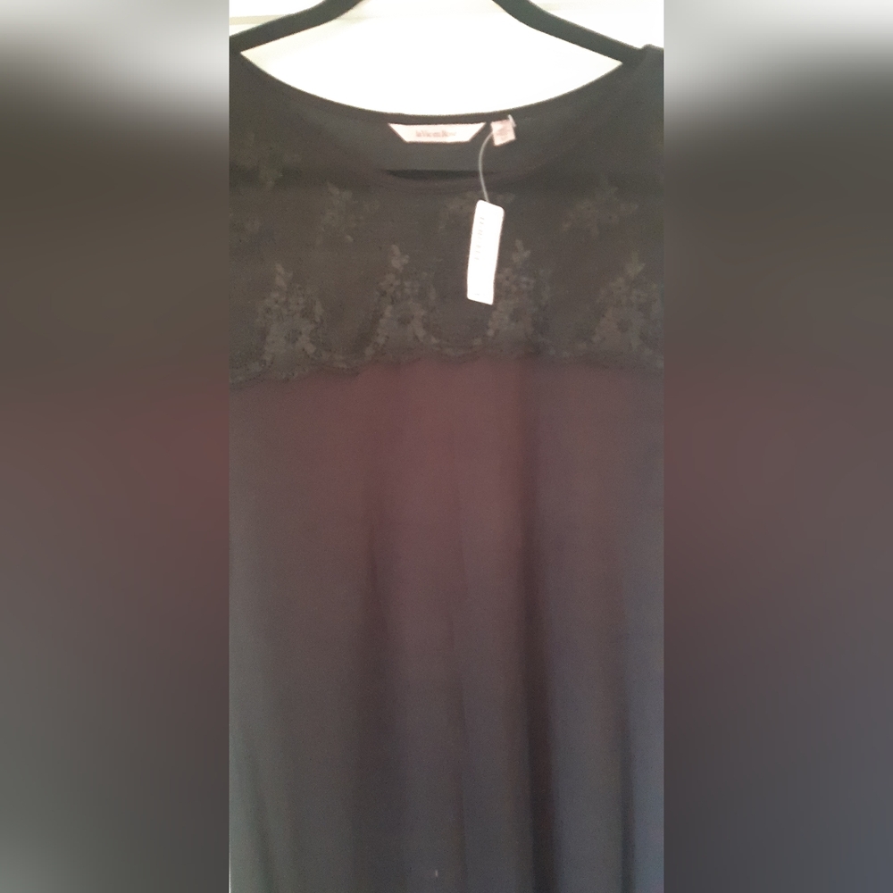 La Vie En Rose Black Lace Detail Women's Night Gown Size S